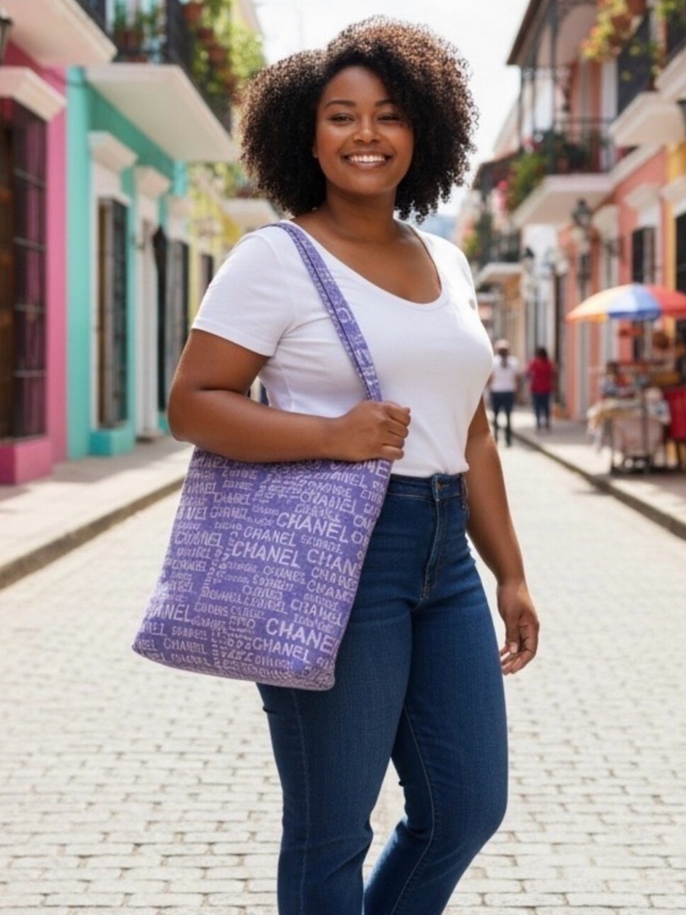 CHANEL Beauty GWP Blue Logo Canvas Tote - Gold CC Turn-Lock